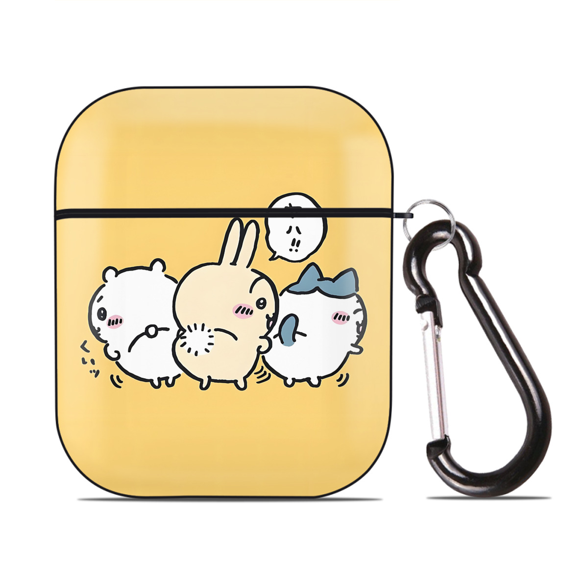 （画像用） ちいかわ Chii-kawa AirPods 第2世代保護ケース ハードシェル ブラック 耐衝撃・防指紋・カラビナ付き
