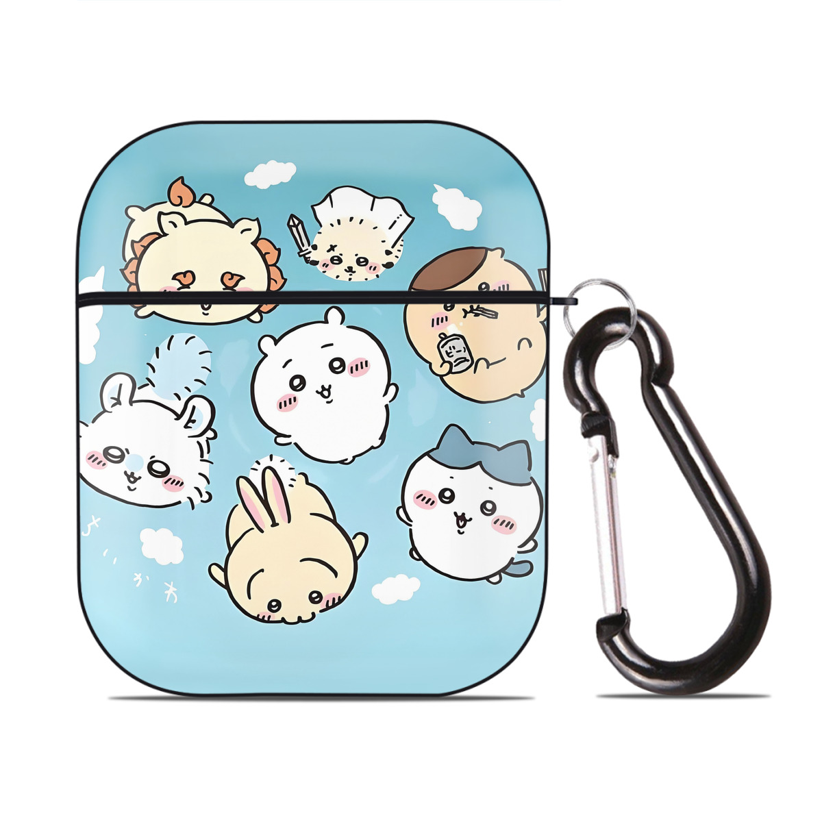（画像用） ちいかわ Chii-kawa AirPods 第2世代保護ケース ハードシェル ブラック 耐衝撃・防指紋・カラビナ付き