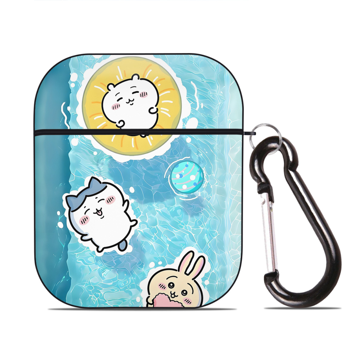 （画像用） ちいかわ Chii-kawa AirPods 第2世代保護ケース ハードシェル ブラック 耐衝撃・防指紋・カラビナ付き