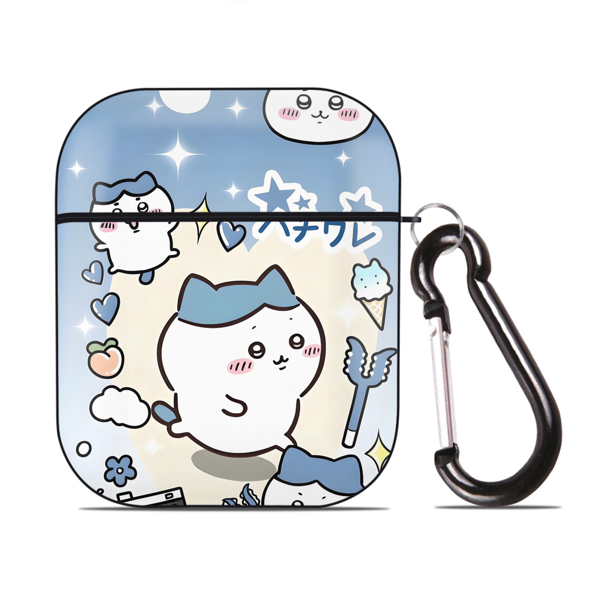 （画像用） ちいかわ Chii-kawa AirPods 第2世代保護ケース ハードシェル ブラック 耐衝撃・防指紋・カラビナ付き