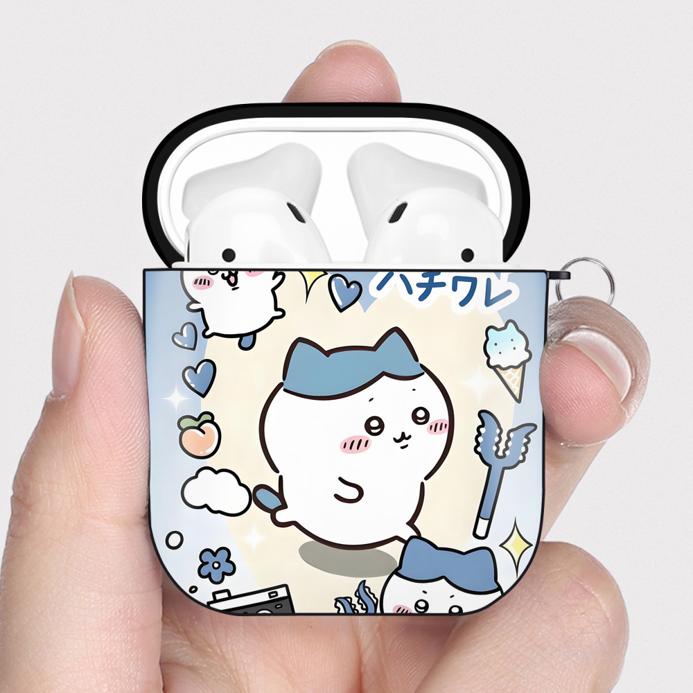 （画像用） ちいかわ Chii-kawa AirPods 第2世代保護ケース ハードシェル ブラック 耐衝撃・防指紋・カラビナ付き