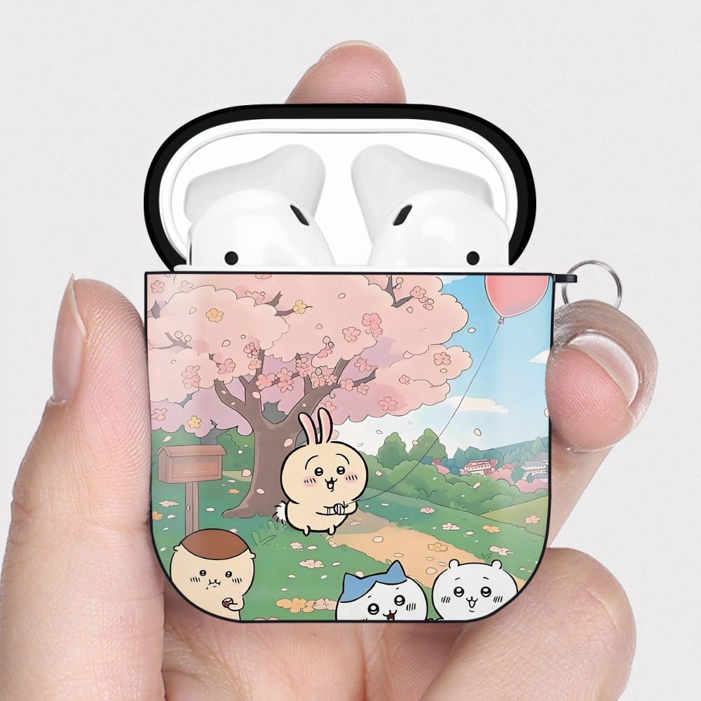 （画像用） ちいかわ Chii-kawa AirPods 第2世代保護ケース ハードシェル ブラック 耐衝撃・防指紋・カラビナ付き