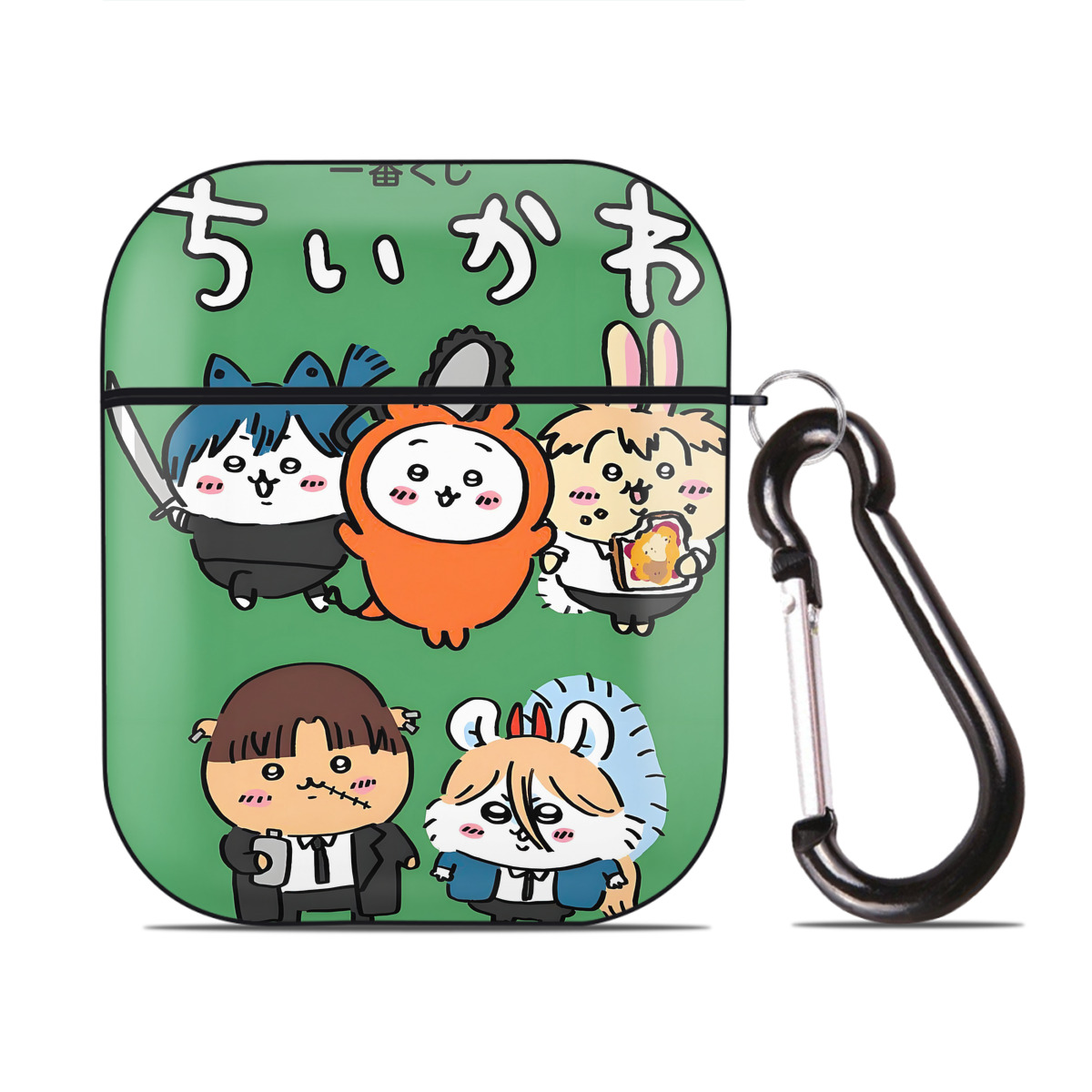 （画像用） ちいかわ Chii-kawa AirPods 第2世代保護ケース ハードシェル ブラック 耐衝撃・防指紋・カラビナ付き