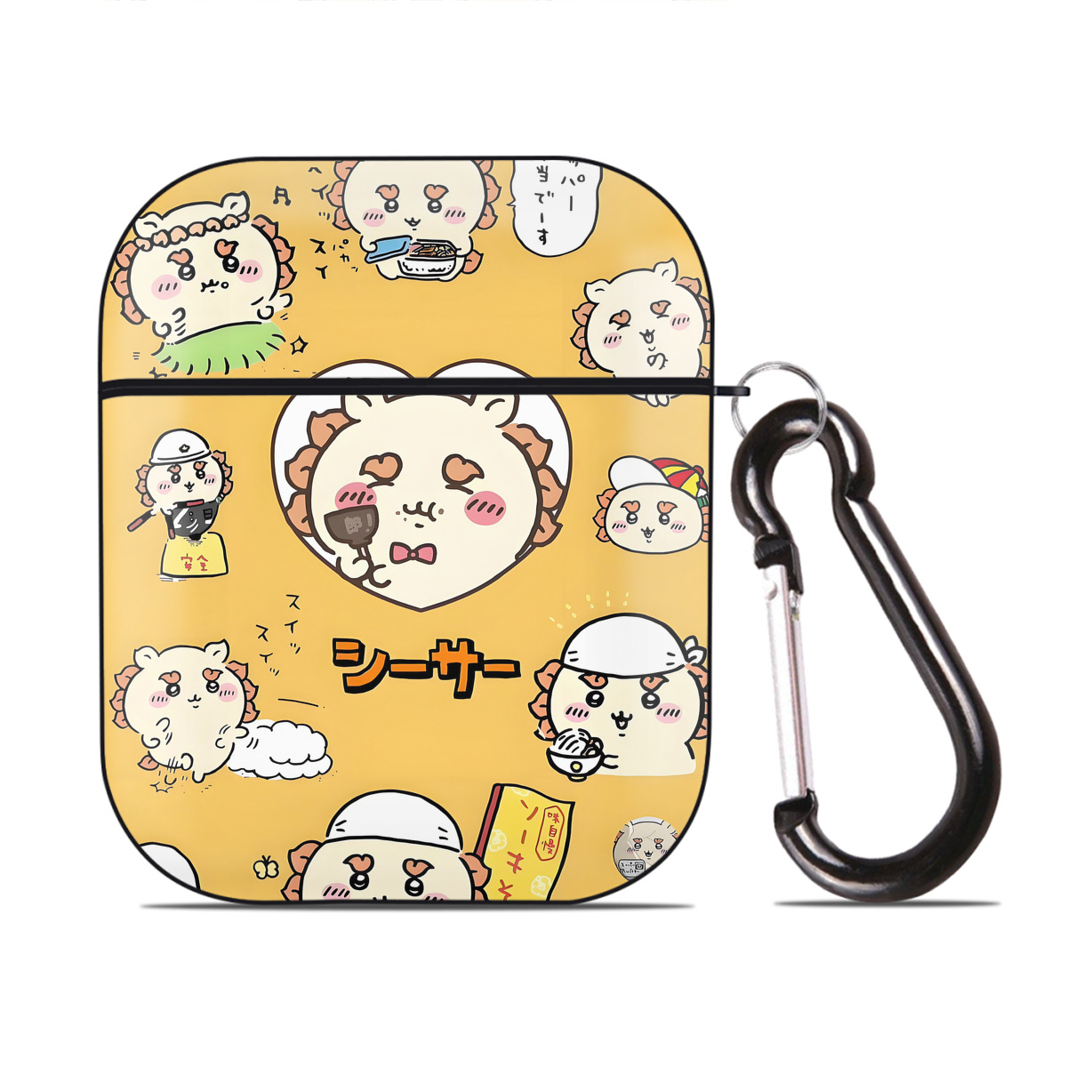 （画像用） ちいかわ Chii-kawa AirPods 第2世代保護ケース ハードシェル ブラック 耐衝撃・防指紋・カラビナ付き