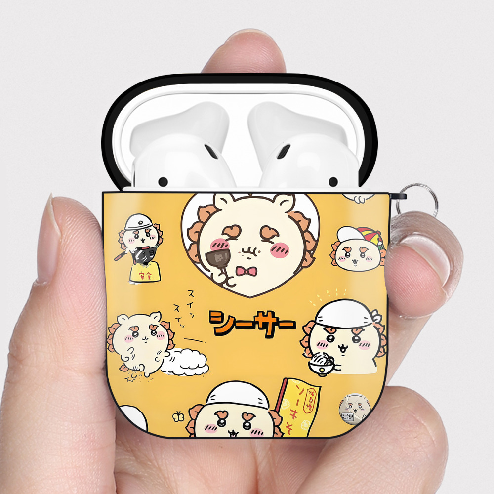 （画像用） ちいかわ Chii-kawa AirPods 第2世代保護ケース ハードシェル ブラック 耐衝撃・防指紋・カラビナ付き