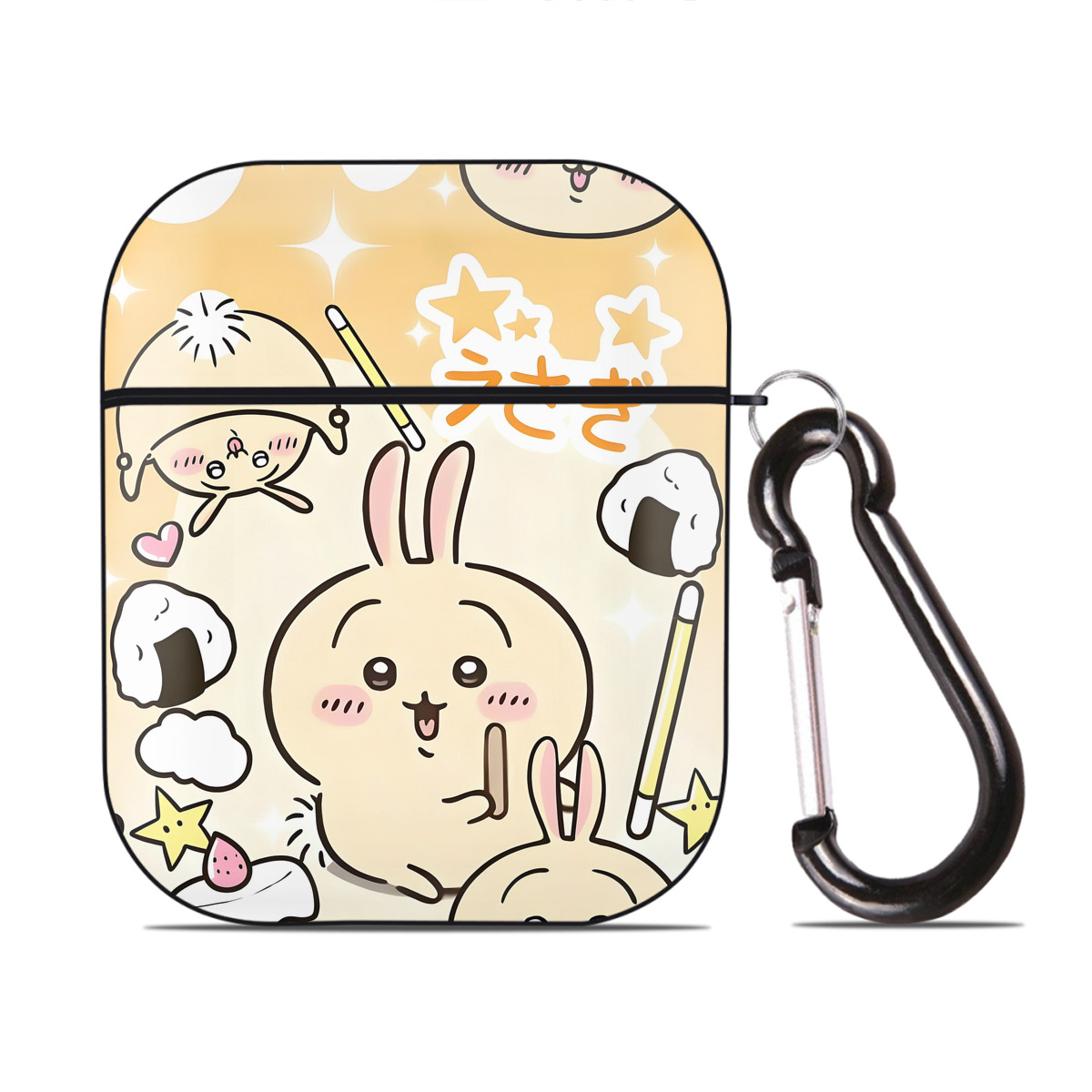 （画像用） ちいかわ Chii-kawa AirPods 第2世代保護ケース ハードシェル ブラック 耐衝撃・防指紋・カラビナ付き