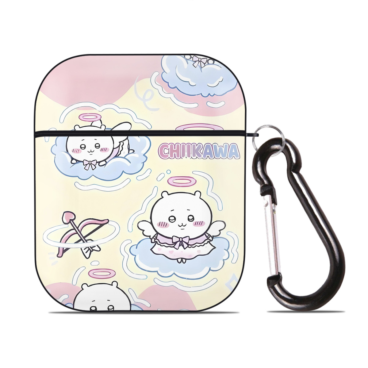 （画像用） ちいかわ Chii-kawa AirPods 第2世代保護ケース ハードシェル ブラック 耐衝撃・防指紋・カラビナ付き