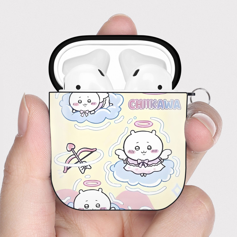 （画像用） ちいかわ Chii-kawa AirPods 第2世代保護ケース ハードシェル ブラック 耐衝撃・防指紋・カラビナ付き