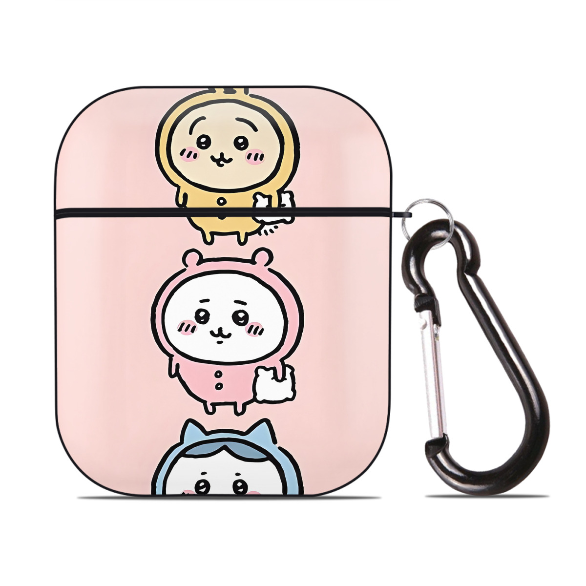 （画像用） ちいかわ Chii-kawa AirPods 第2世代保護ケース ハードシェル ブラック 耐衝撃・防指紋・カラビナ付き