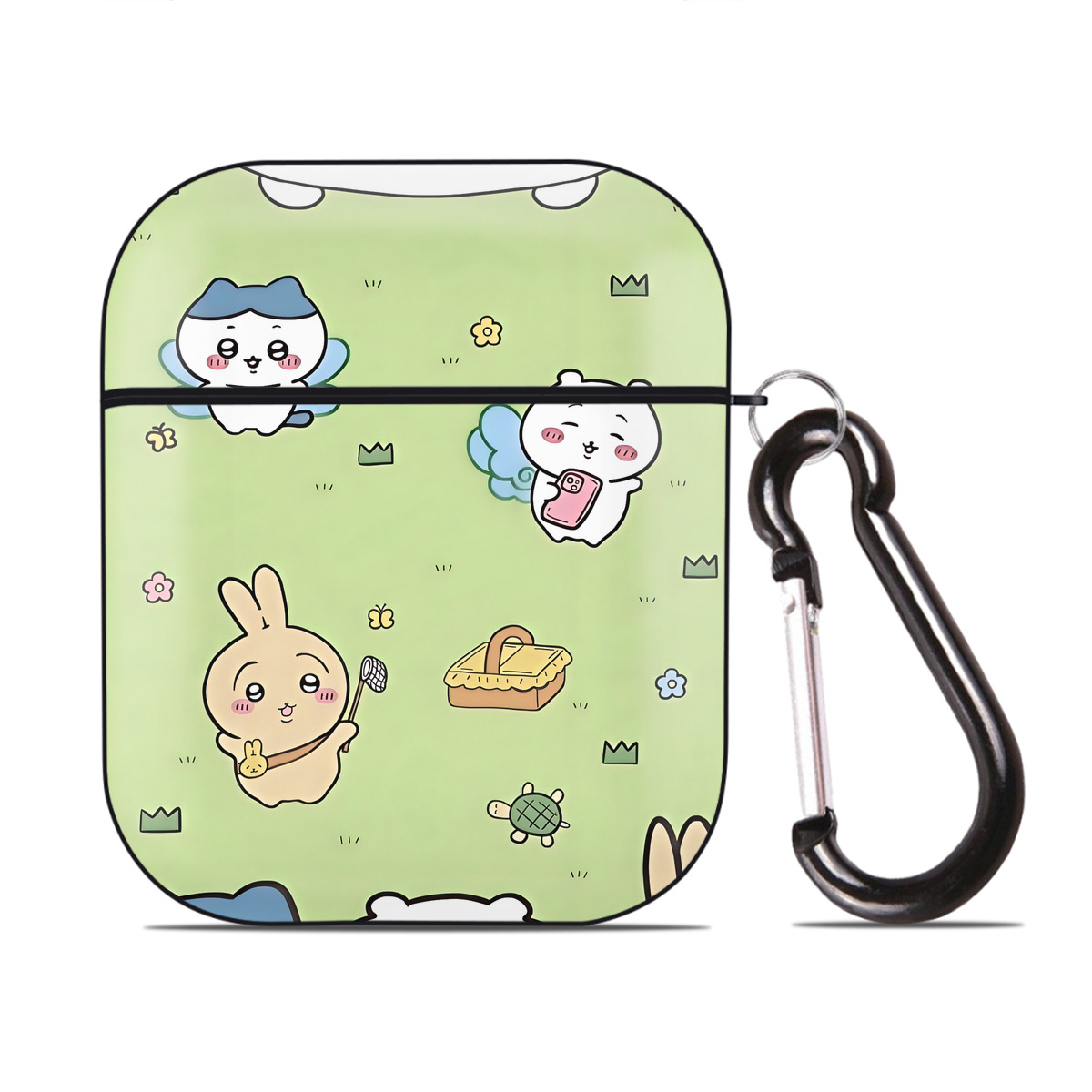（画像用） ちいかわ Chii-kawa AirPods 第2世代保護ケース ハードシェル ブラック 耐衝撃・防指紋・カラビナ付き