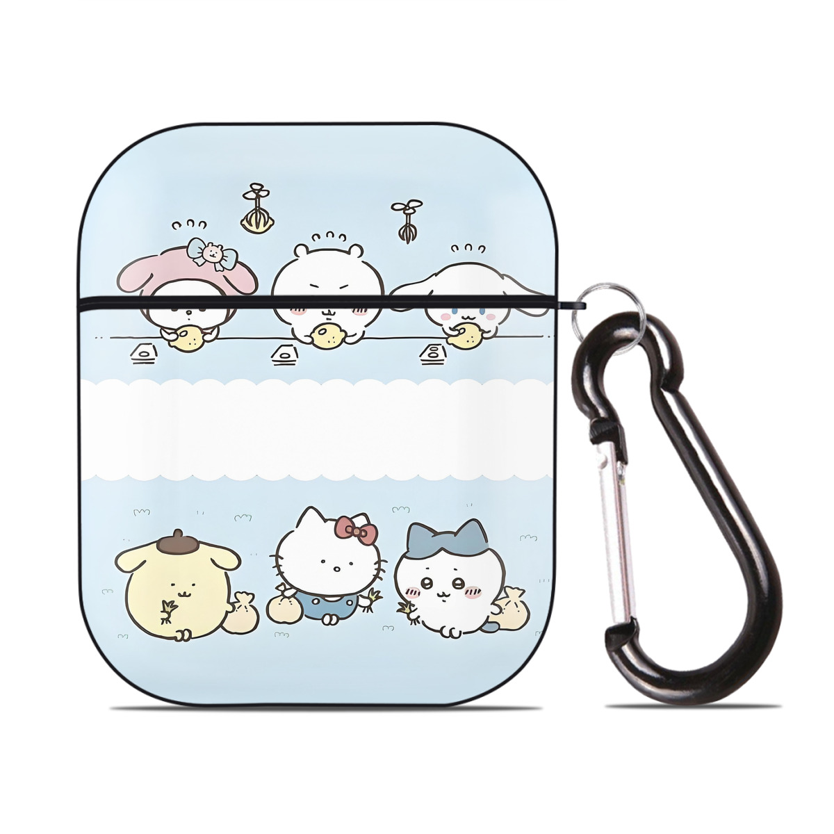 （画像用） ちいかわ Chii-kawa AirPods 第2世代保護ケース ハードシェル ブラック 耐衝撃・防指紋・カラビナ付き