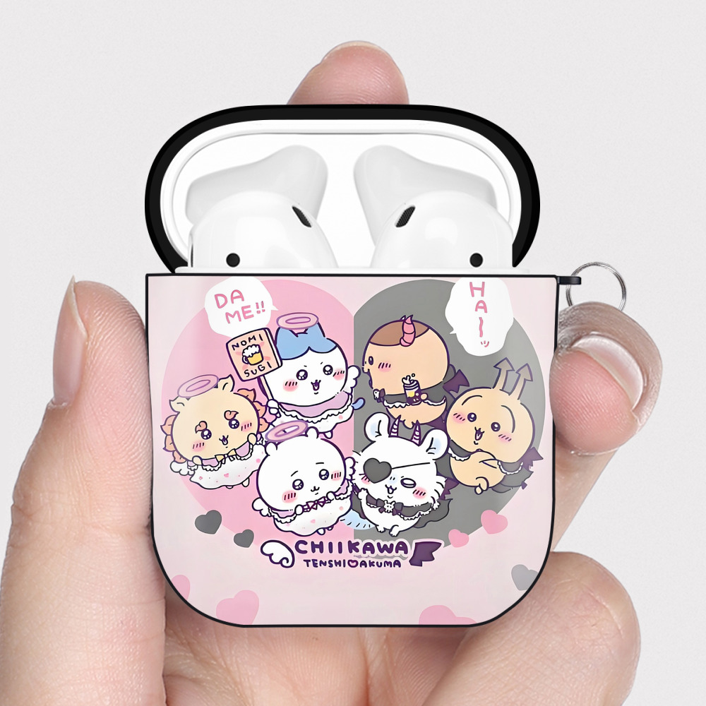 （画像用） ちいかわ Chii-kawa AirPods 第2世代保護ケース ハードシェル ブラック 耐衝撃・防指紋・カラビナ付き