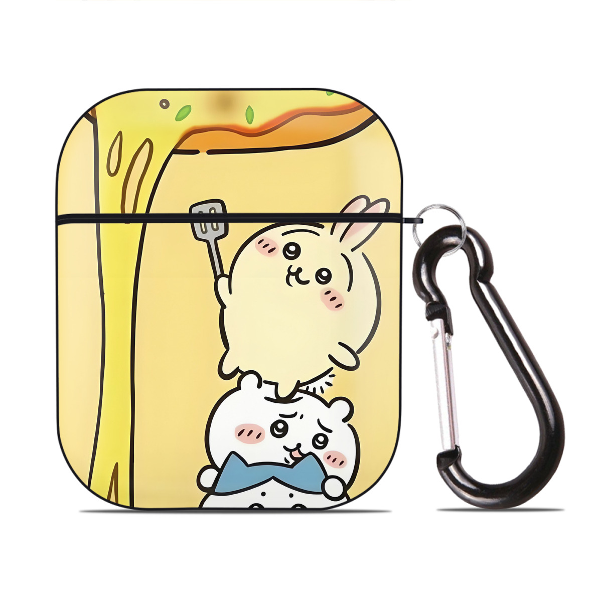 （画像用） ちいかわ Chii-kawa AirPods 第2世代保護ケース ハードシェル ブラック 耐衝撃・防指紋・カラビナ付き