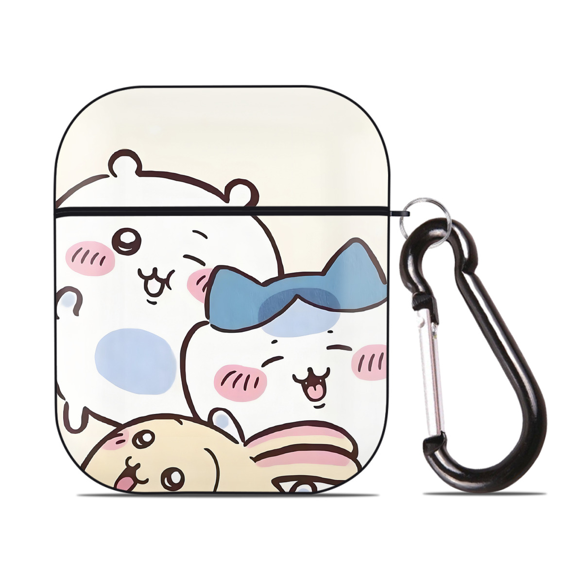 （画像用） ちいかわ Chii-kawa AirPods 第2世代保護ケース ハードシェル ブラック 耐衝撃・防指紋・カラビナ付き