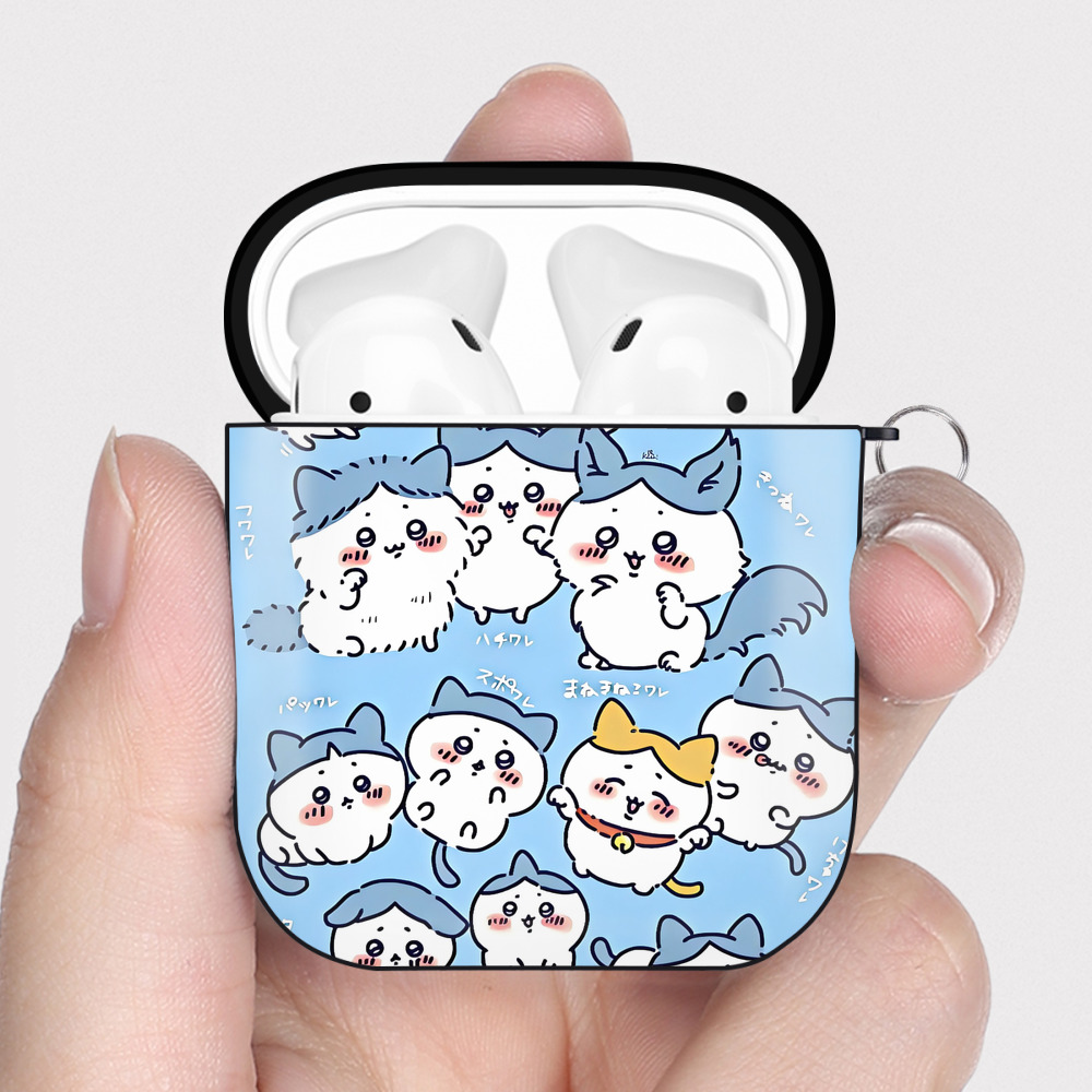（画像用） ちいかわ Chii-kawa AirPods 第2世代保護ケース ハードシェル ブラック 耐衝撃・防指紋・カラビナ付き