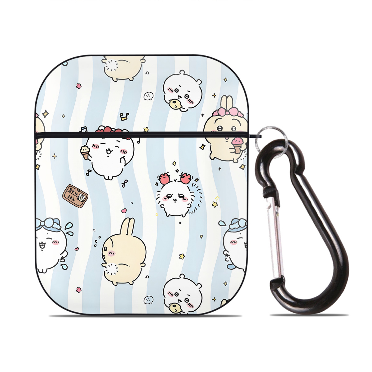 （画像用） ちいかわ Chii-kawa AirPods 第2世代保護ケース ハードシェル ブラック 耐衝撃・防指紋・カラビナ付き
