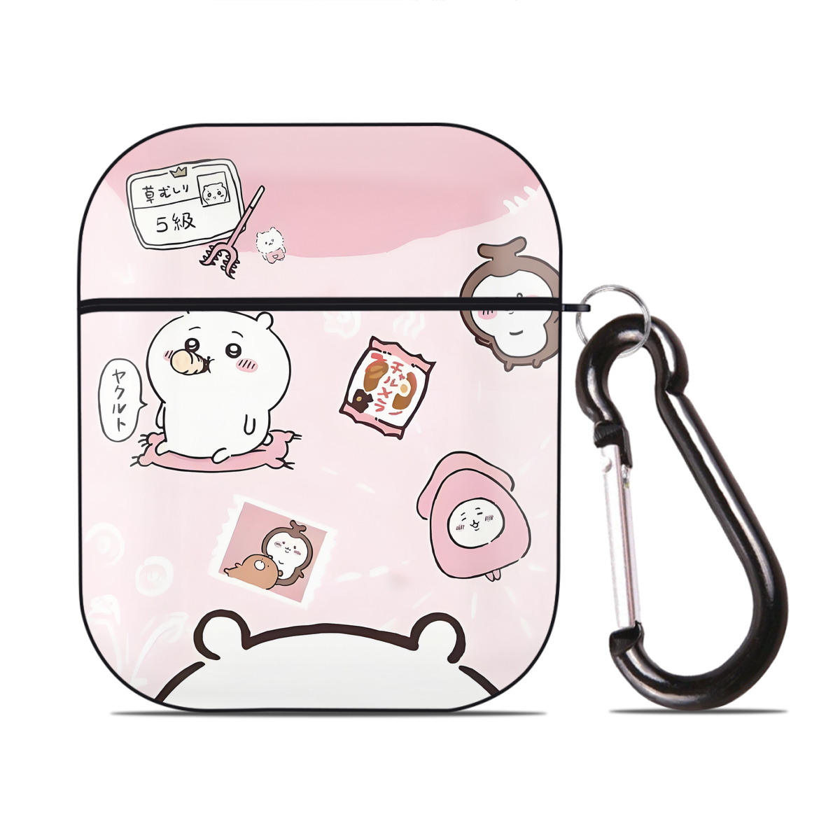 （画像用） ちいかわ Chii-kawa AirPods 第2世代保護ケース ハードシェル ブラック 耐衝撃・防指紋・カラビナ付き
