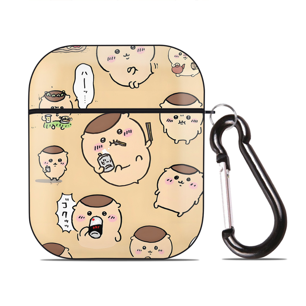 （画像用） ちいかわ Chii-kawa AirPods 第2世代保護ケース ハードシェル ブラック 耐衝撃・防指紋・カラビナ付き