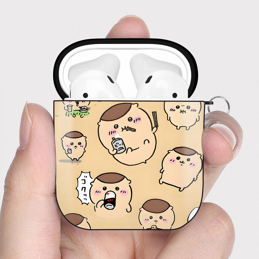 （画像用） ちいかわ Chii-kawa AirPods 第2世代保護ケース ハードシェル ブラック 耐衝撃・防指紋・カラビナ付き