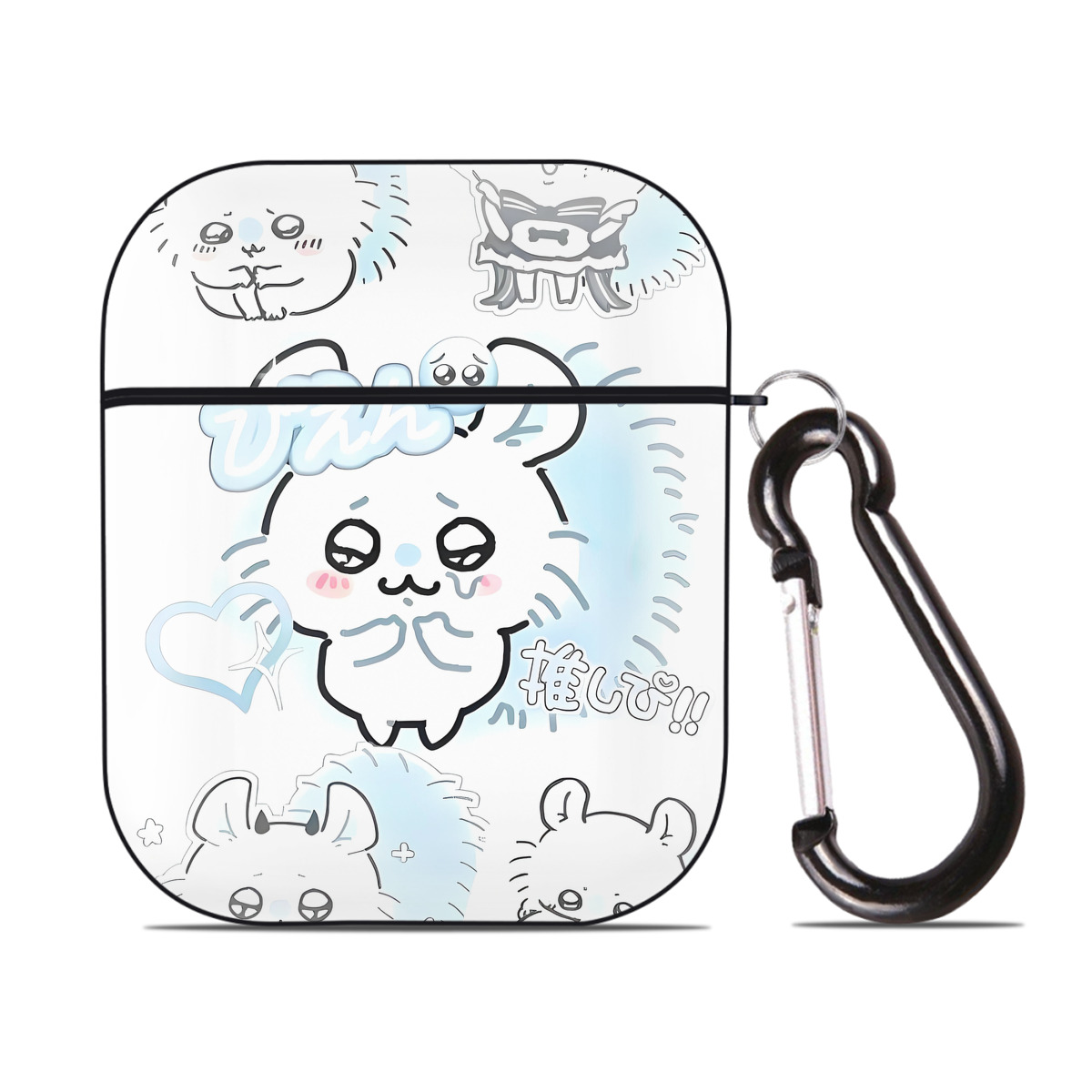 （画像用） ちいかわ Chii-kawa AirPods 第2世代保護ケース ハードシェル ブラック 耐衝撃・防指紋・カラビナ付き