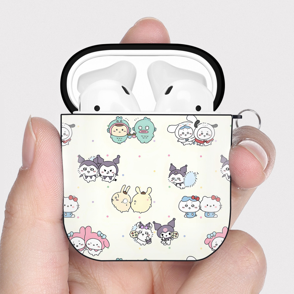 （画像用） ちいかわ Chii-kawa AirPods 第2世代保護ケース ハードシェル ブラック 耐衝撃・防指紋・カラビナ付き
