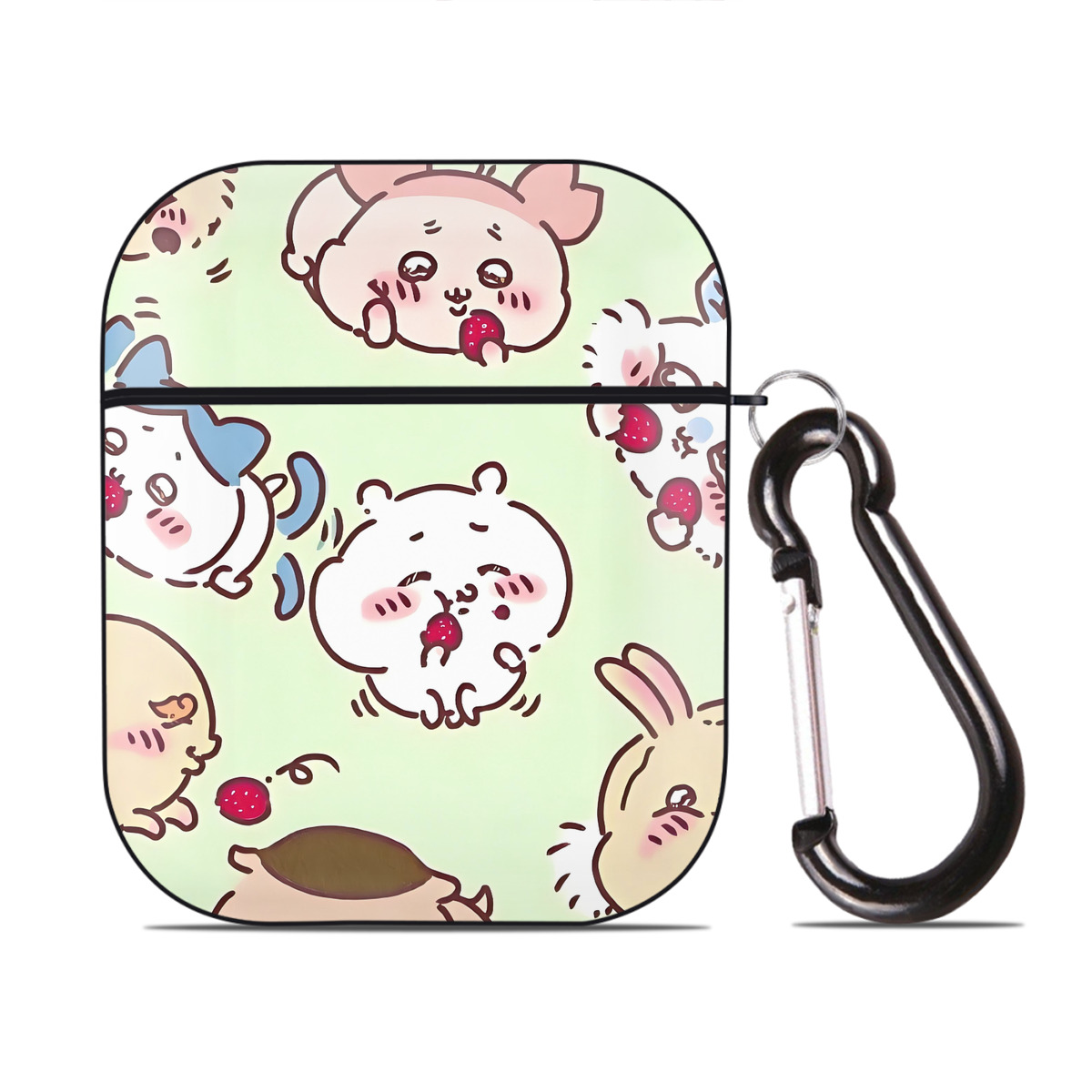 （画像用） ちいかわ Chii-kawa AirPods 第2世代保護ケース ハードシェル ブラック 耐衝撃・防指紋・カラビナ付き
