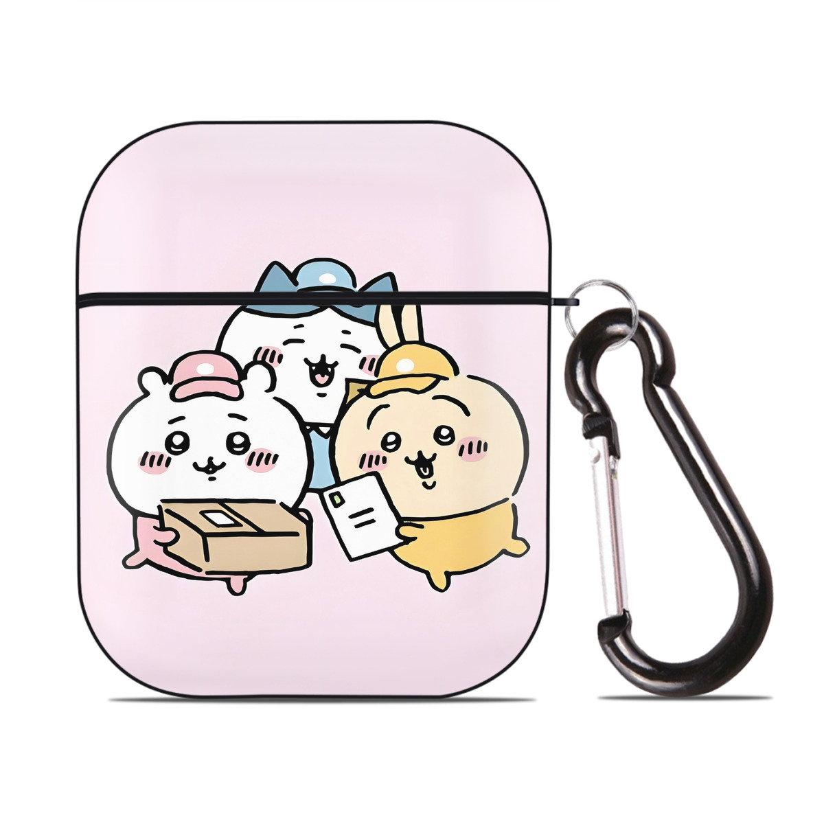 （画像用） ちいかわ Chii-kawa AirPods 第2世代保護ケース ハードシェル ブラック 耐衝撃・防指紋・カラビナ付き