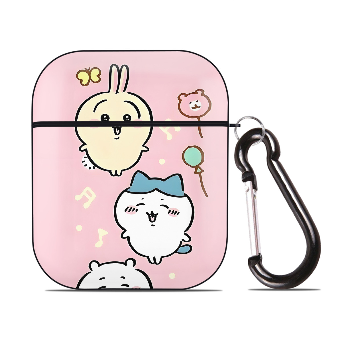（画像用） ちいかわ Chii-kawa AirPods 第2世代保護ケース ハードシェル ブラック 耐衝撃・防指紋・カラビナ付き