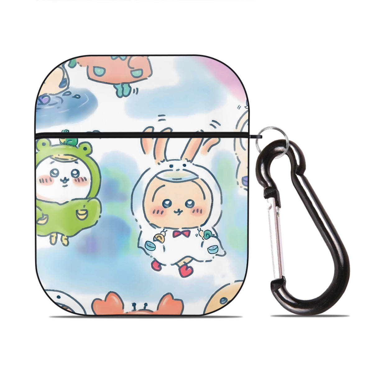 （画像用） ちいかわ Chii-kawa AirPods 第2世代保護ケース ハードシェル ブラック 耐衝撃・防指紋・カラビナ付き