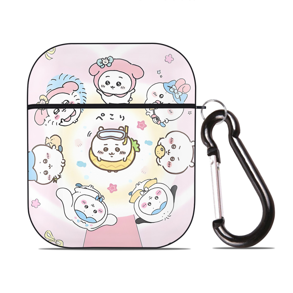 （画像用） ちいかわ Chii-kawa AirPods 第2世代保護ケース ハードシェル ブラック 耐衝撃・防指紋・カラビナ付き