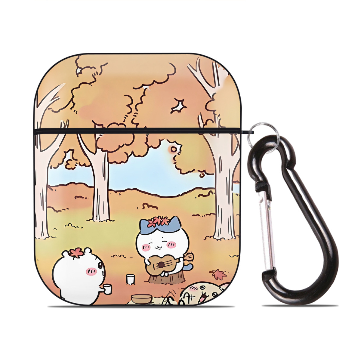 （画像用） ちいかわ Chii-kawa AirPods 第2世代保護ケース ハードシェル ブラック 耐衝撃・防指紋・カラビナ付き