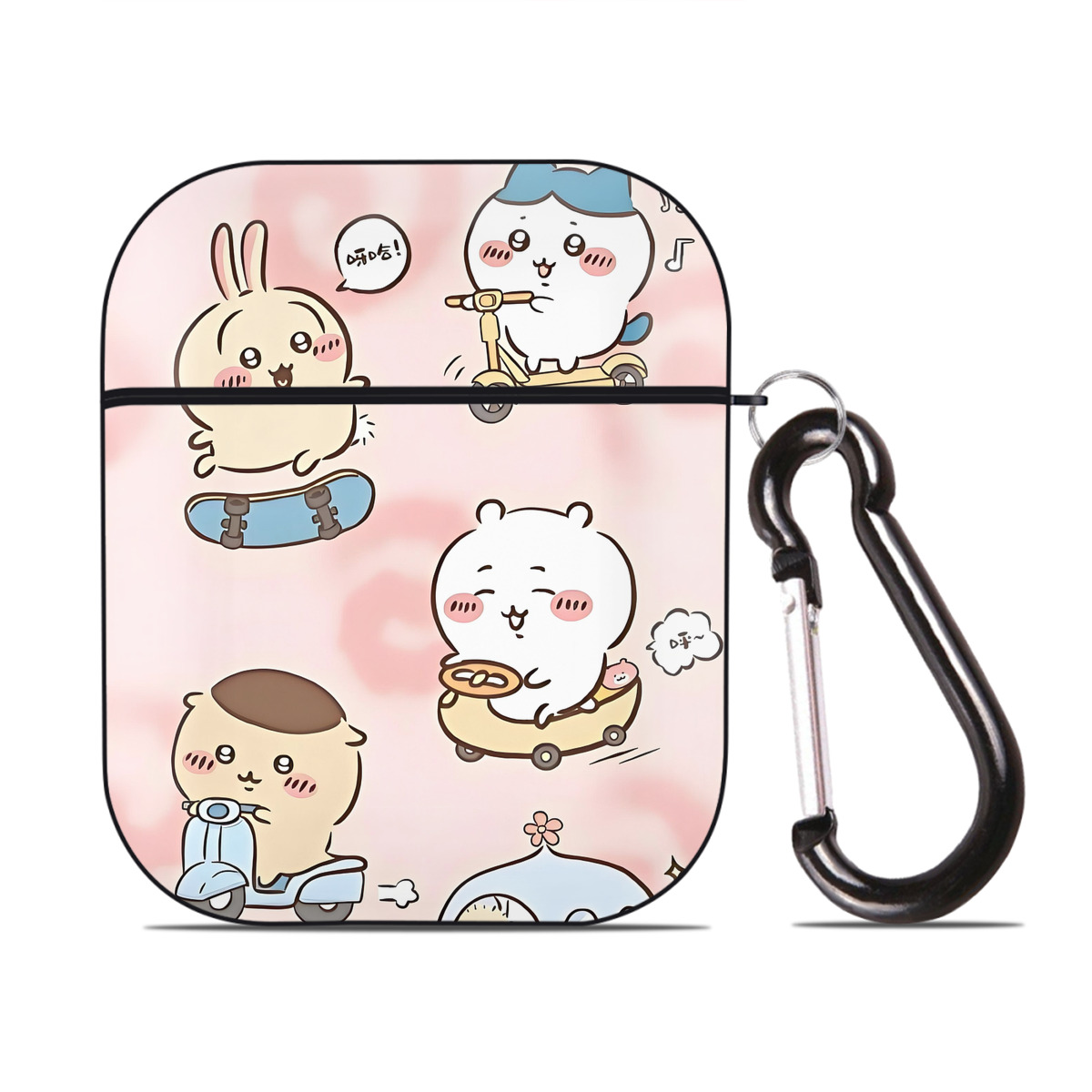 （画像用） ちいかわ Chii-kawa AirPods 第2世代保護ケース ハードシェル ブラック 耐衝撃・防指紋・カラビナ付き