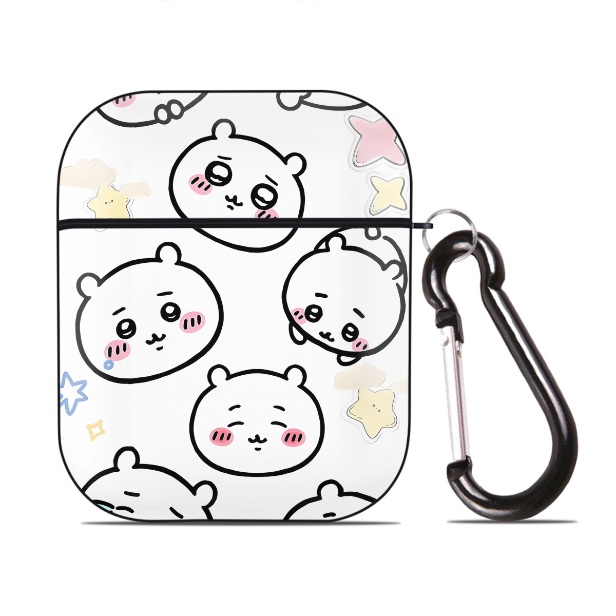 （画像用） ちいかわ Chii-kawa AirPods 第2世代保護ケース ハードシェル ブラック 耐衝撃・防指紋・カラビナ付き