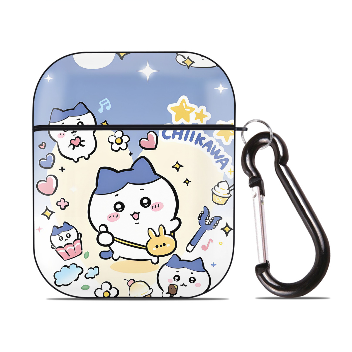 （画像用） ちいかわ Chii-kawa AirPods 第2世代保護ケース ハードシェル ブラック 耐衝撃・防指紋・カラビナ付き