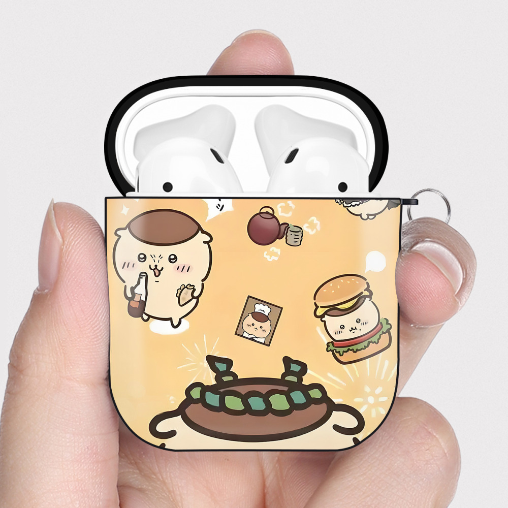 （画像用） ちいかわ Chii-kawa AirPods 第2世代保護ケース ハードシェル ブラック 耐衝撃・防指紋・カラビナ付き