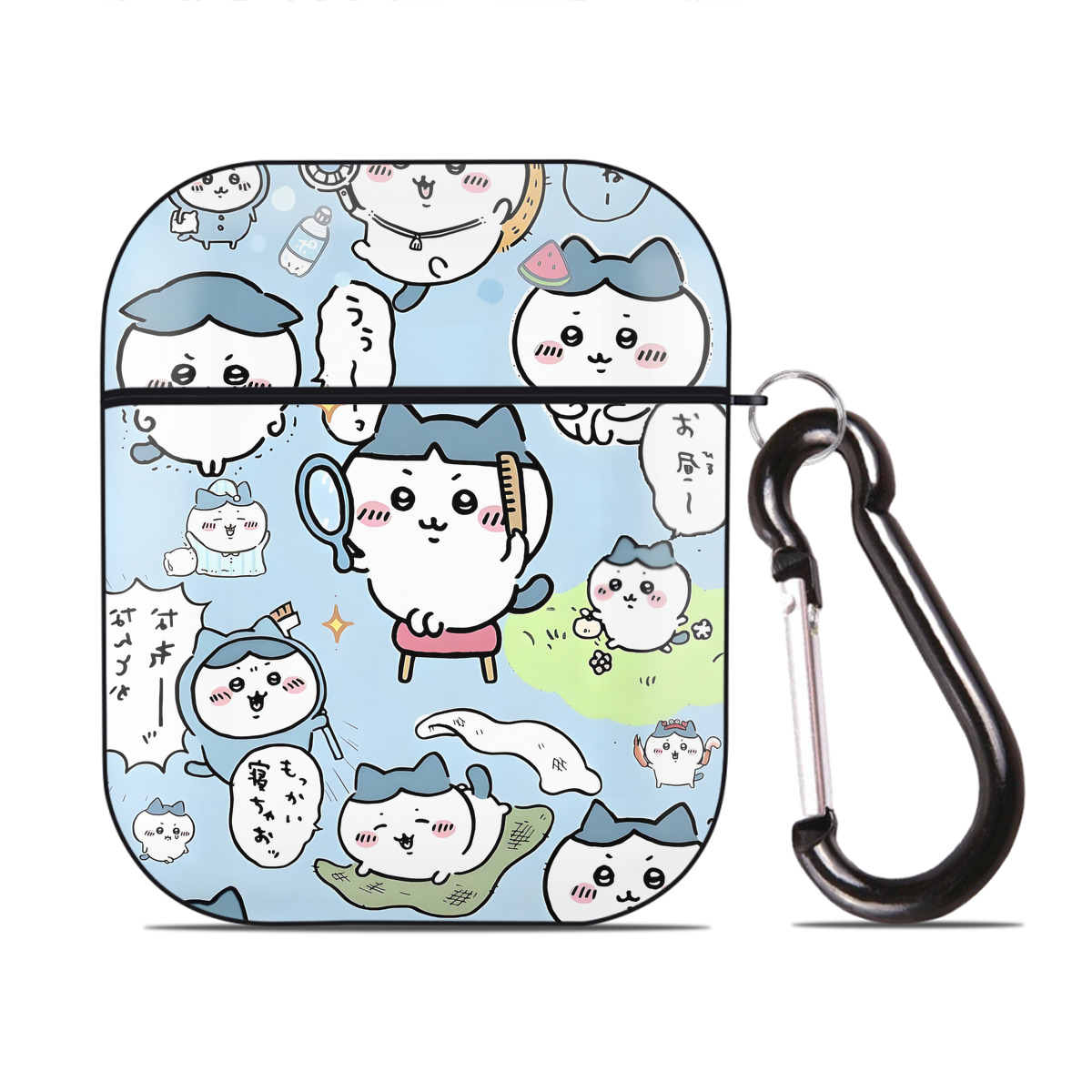 （画像用） ちいかわ Chii-kawa AirPods 第2世代保護ケース ハードシェル ブラック 耐衝撃・防指紋・カラビナ付き