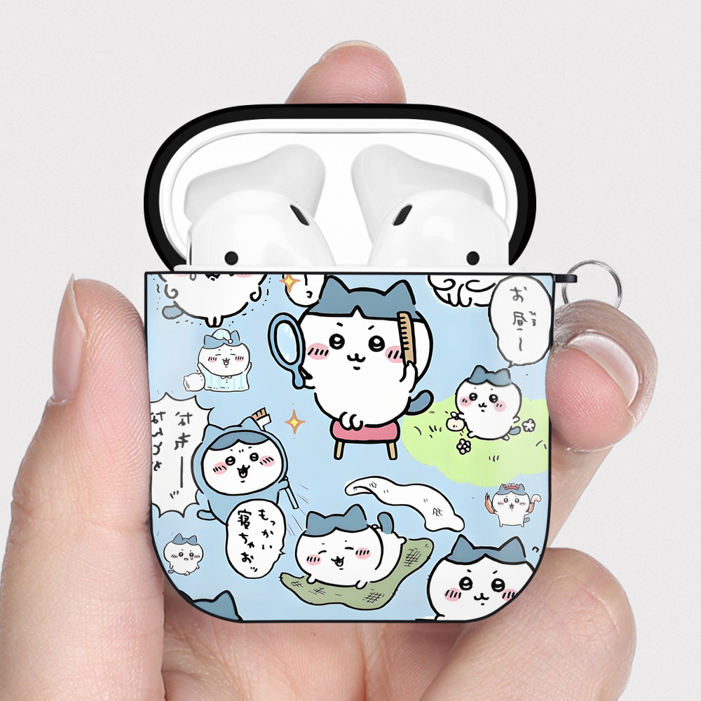 （画像用） ちいかわ Chii-kawa AirPods 第2世代保護ケース ハードシェル ブラック 耐衝撃・防指紋・カラビナ付き