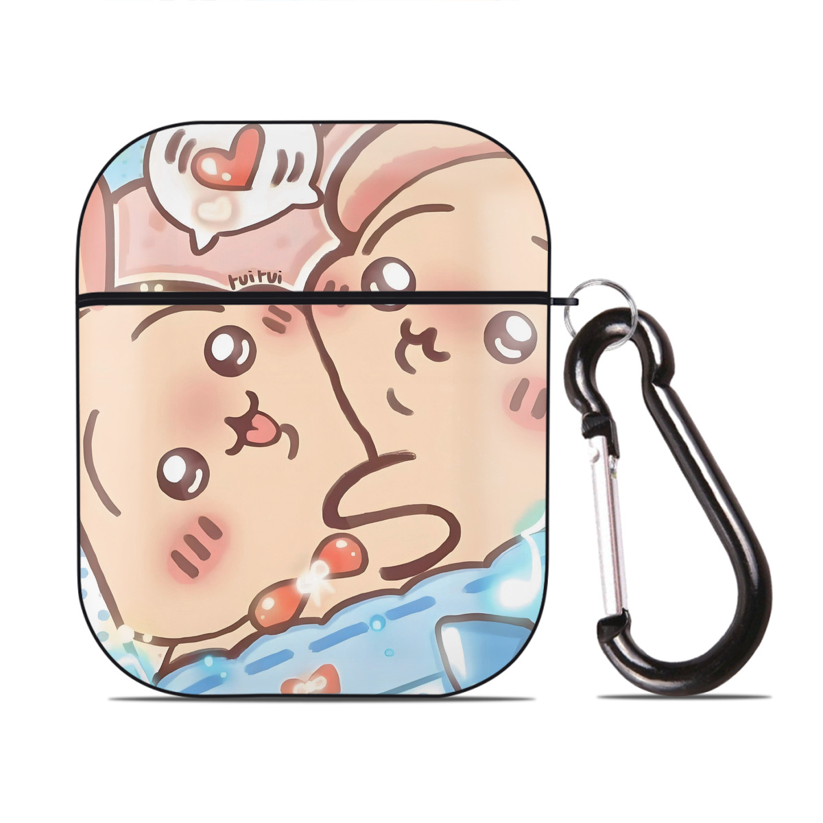 （画像用） ちいかわ Chii-kawa AirPods 第2世代保護ケース ハードシェル ブラック 耐衝撃・防指紋・カラビナ付き