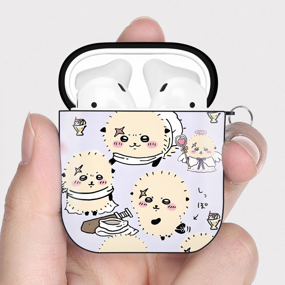 （画像用） ちいかわ Chii-kawa AirPods 第2世代保護ケース ハードシェル ブラック 耐衝撃・防指紋・カラビナ付き
