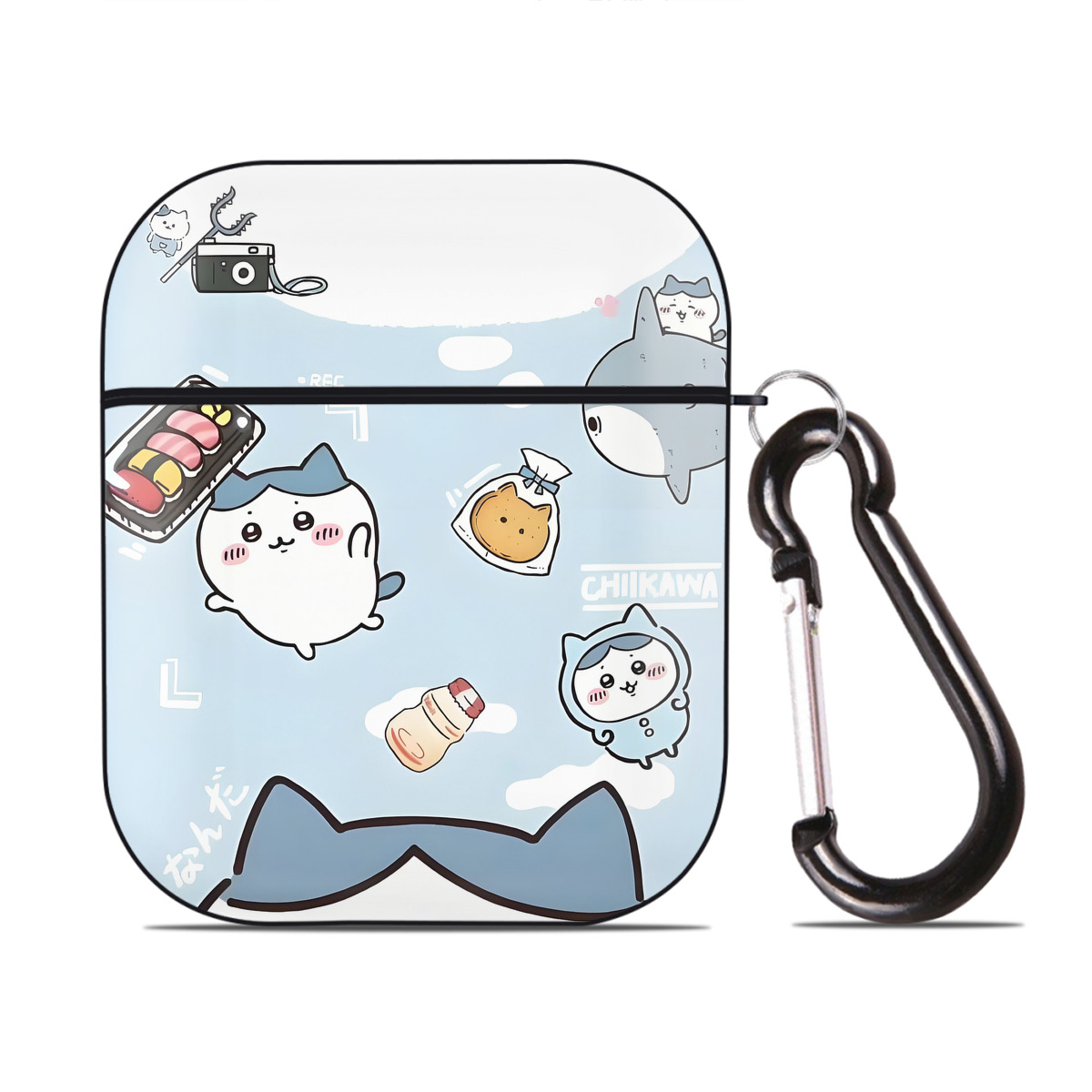 （画像用） ちいかわ Chii-kawa AirPods 第2世代保護ケース ハードシェル ブラック 耐衝撃・防指紋・カラビナ付き