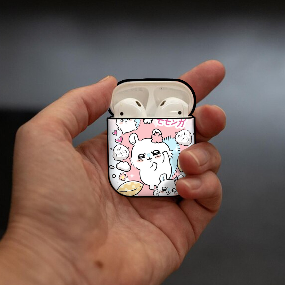 ちいかわ Chii-kawa AirPods 第2世代保護ケース ハードシェル ブラック 耐衝撃・防指紋・カラビナ付き