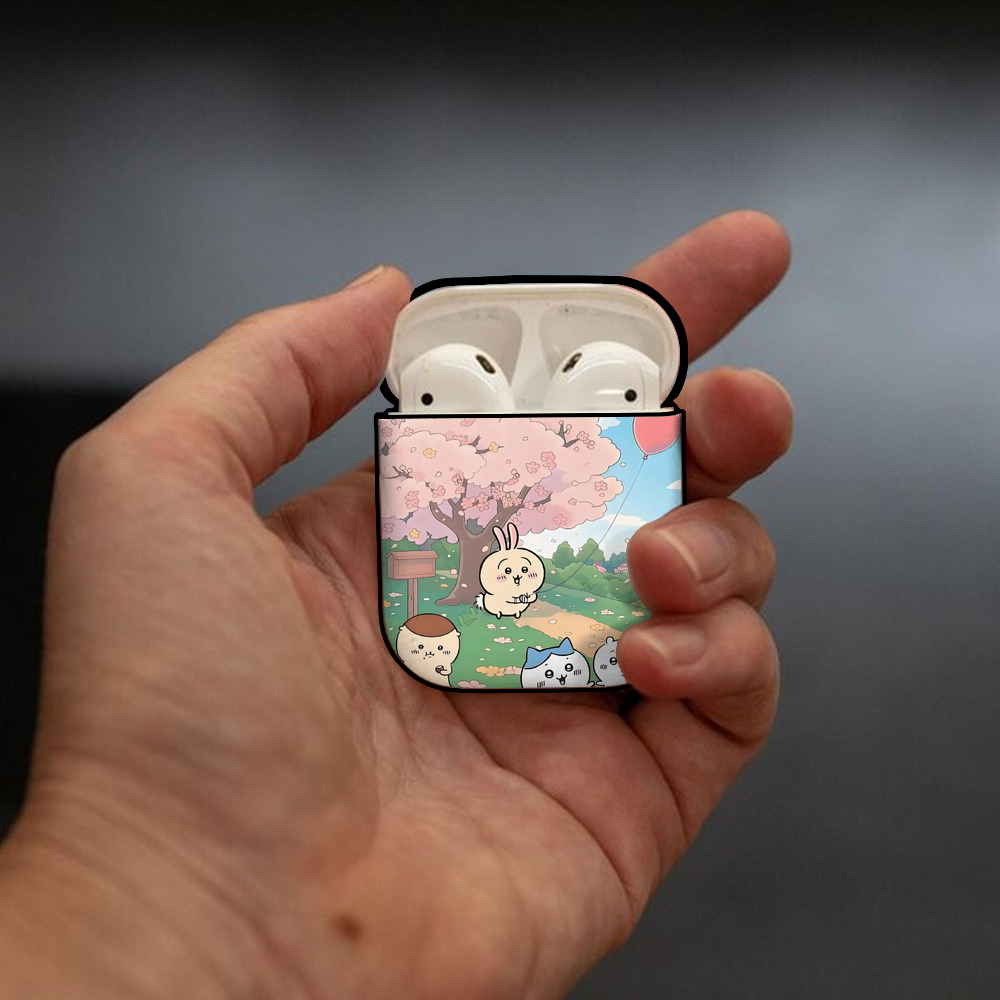 ちいかわ Chii-kawa AirPods 第2世代保護ケース ハードシェル ブラック 耐衝撃・防指紋・カラビナ付き