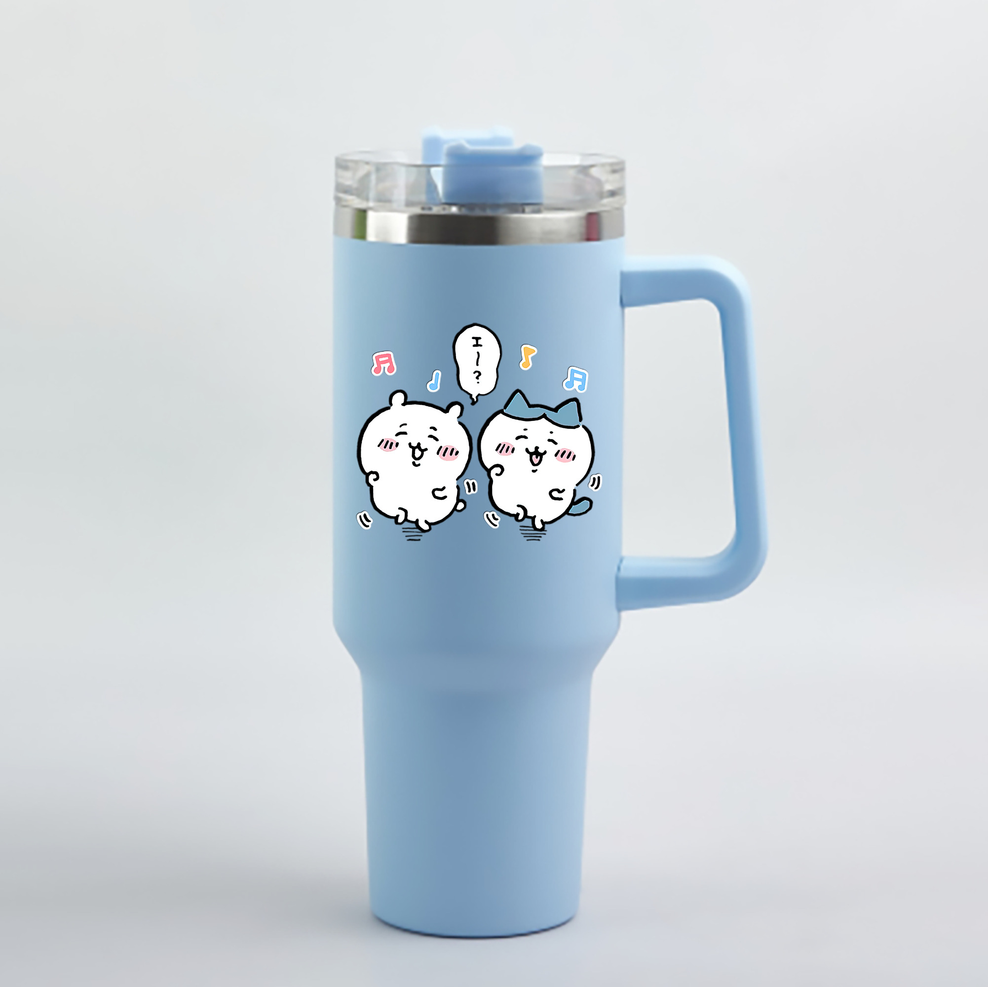 （画像用） ちいかわ ハチワレ Chii-kawa hachiware 1200mL車用タンブラー - クリスタルステッカー（プラスチックストロー付き）