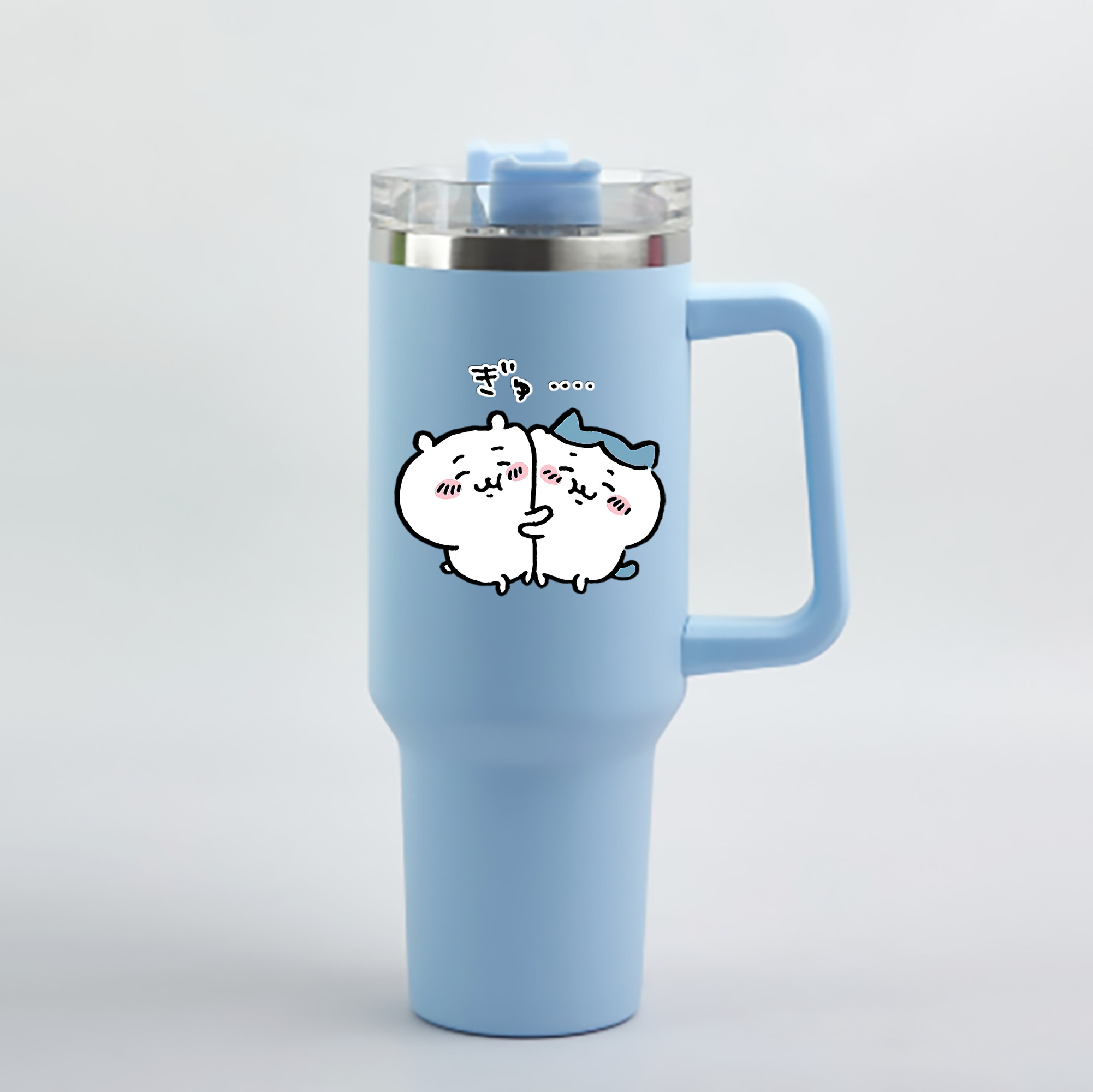 （画像用） ちいかわ ハチワレ Chii-kawa hachiware 1200mL車用タンブラー - クリスタルステッカー（プラスチックストロー付き）