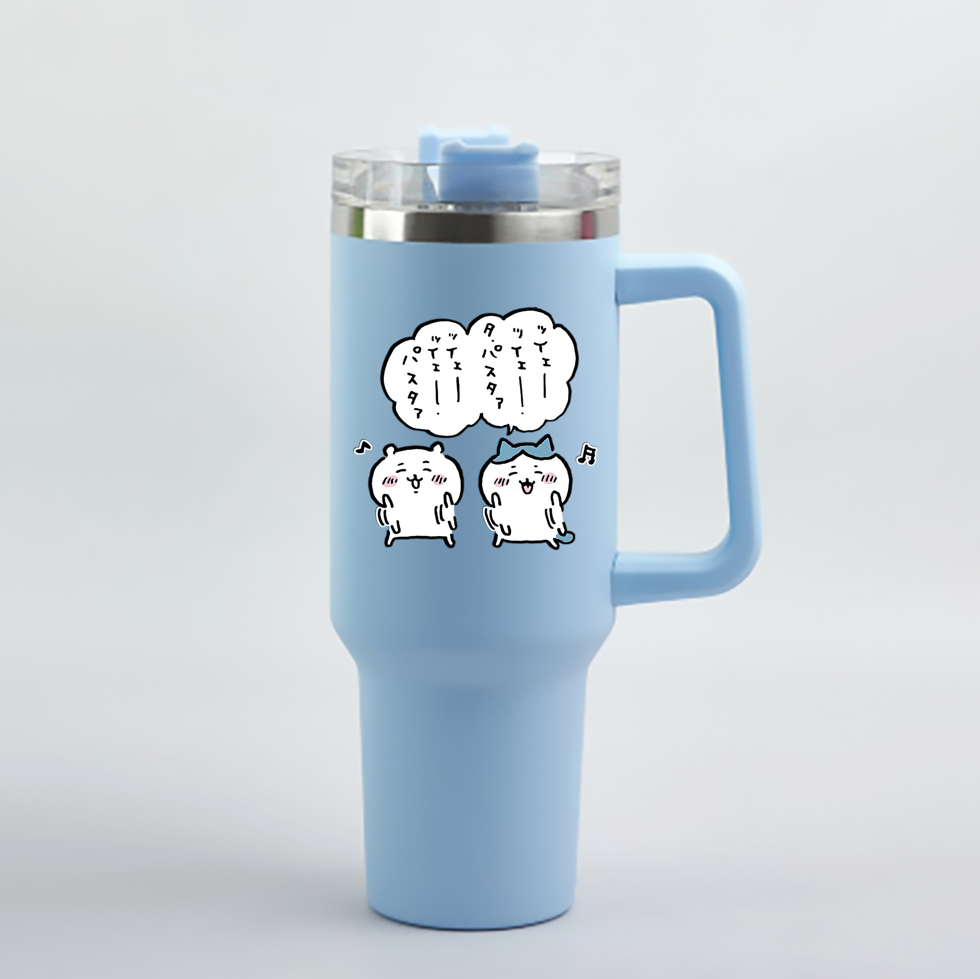 （画像用） ちいかわ ハチワレ Chii-kawa hachiware 1200mL車用タンブラー - クリスタルステッカー（プラスチックストロー付き）