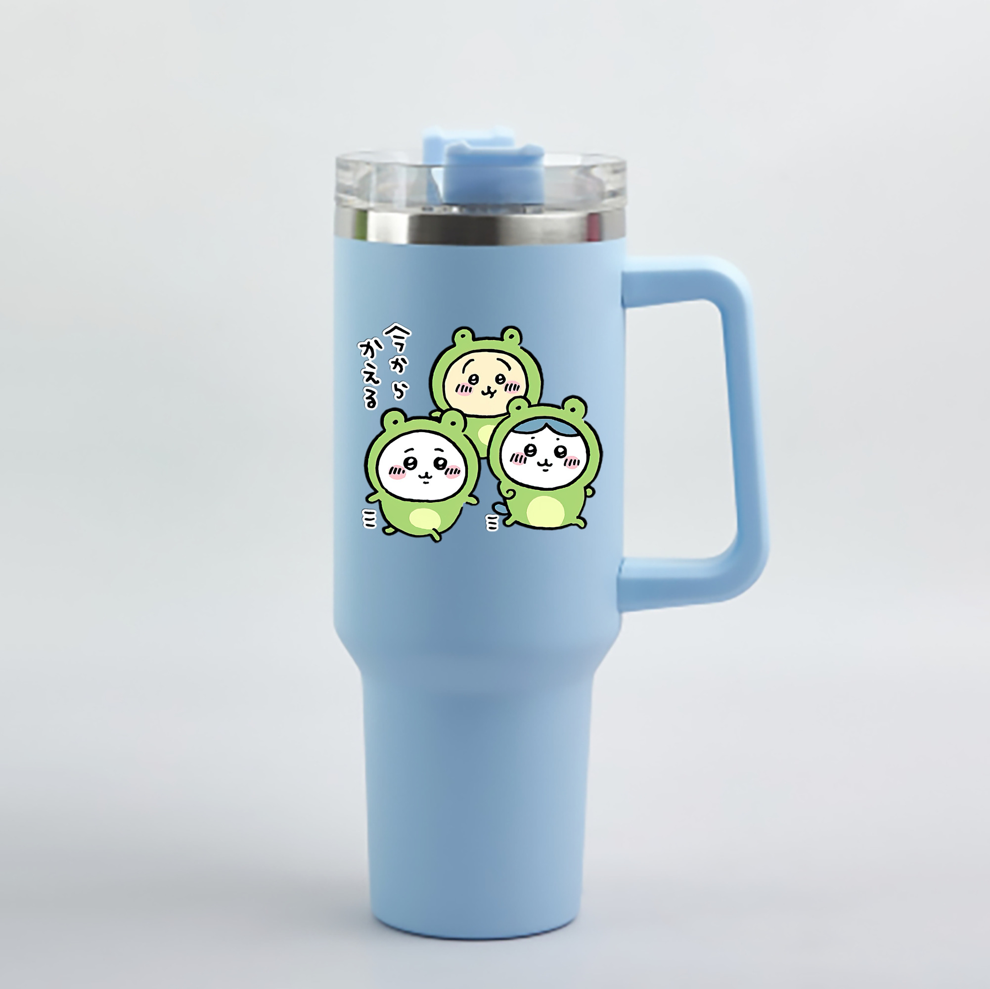 （画像用） ちいかわ ハチワレ Chii-kawa hachiware 1200mL車用タンブラー - クリスタルステッカー（プラスチックストロー付き）