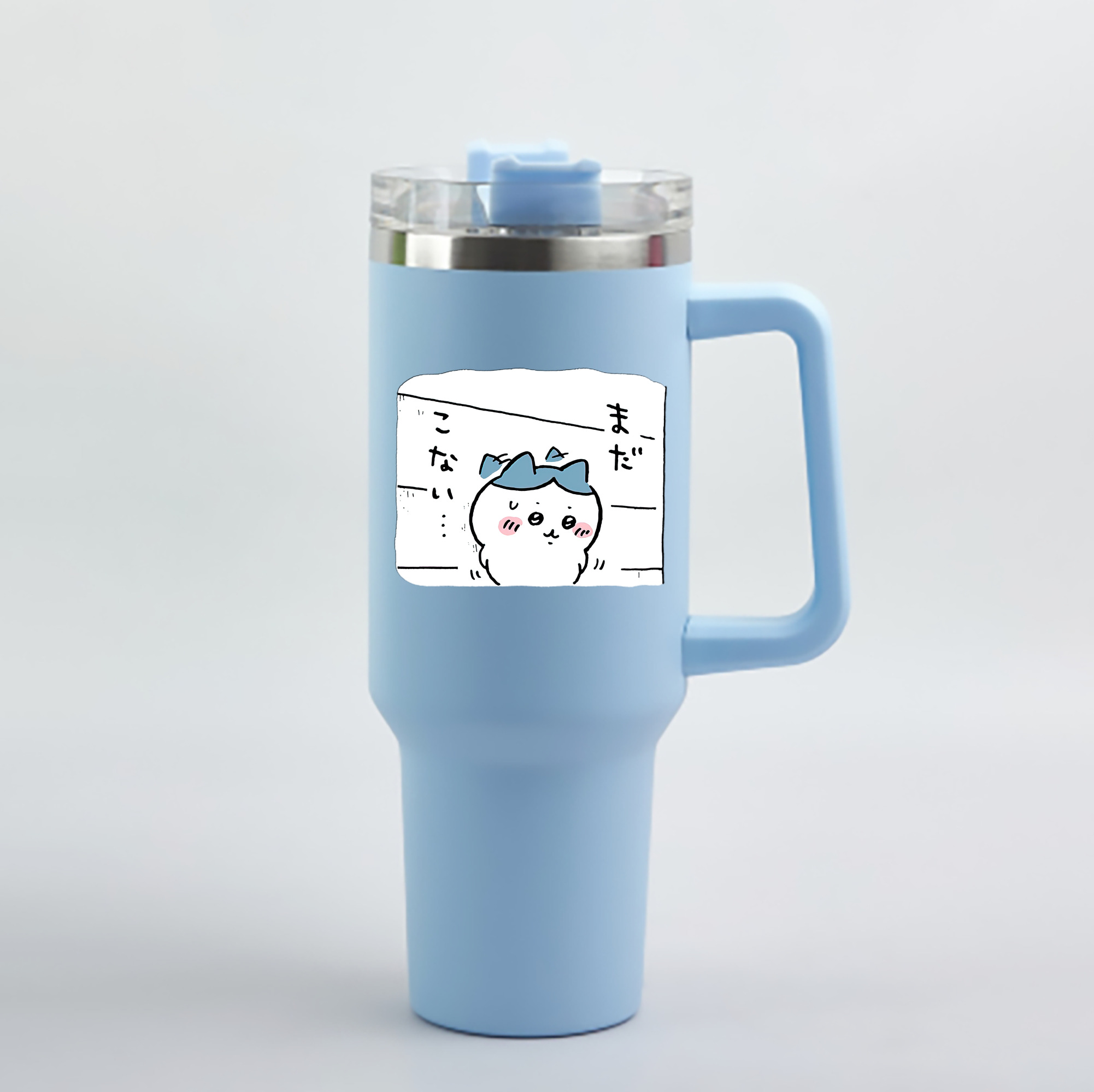 （画像用） ちいかわ ハチワレ Chii-kawa hachiware 1200mL車用タンブラー - クリスタルステッカー（プラスチックストロー付き）