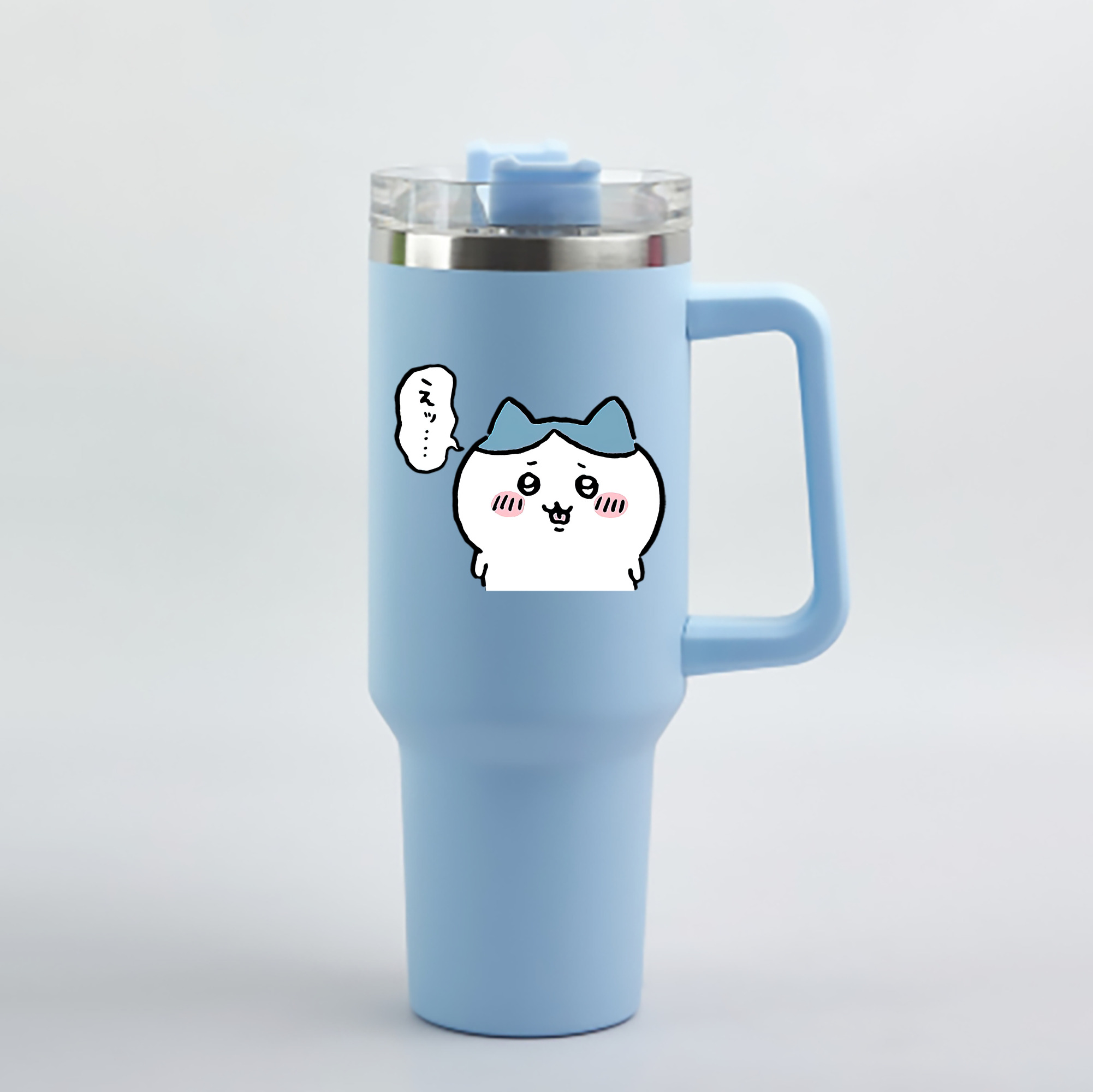 （画像用） ちいかわ ハチワレ Chii-kawa hachiware 1200mL車用タンブラー - クリスタルステッカー（プラスチックストロー付き）