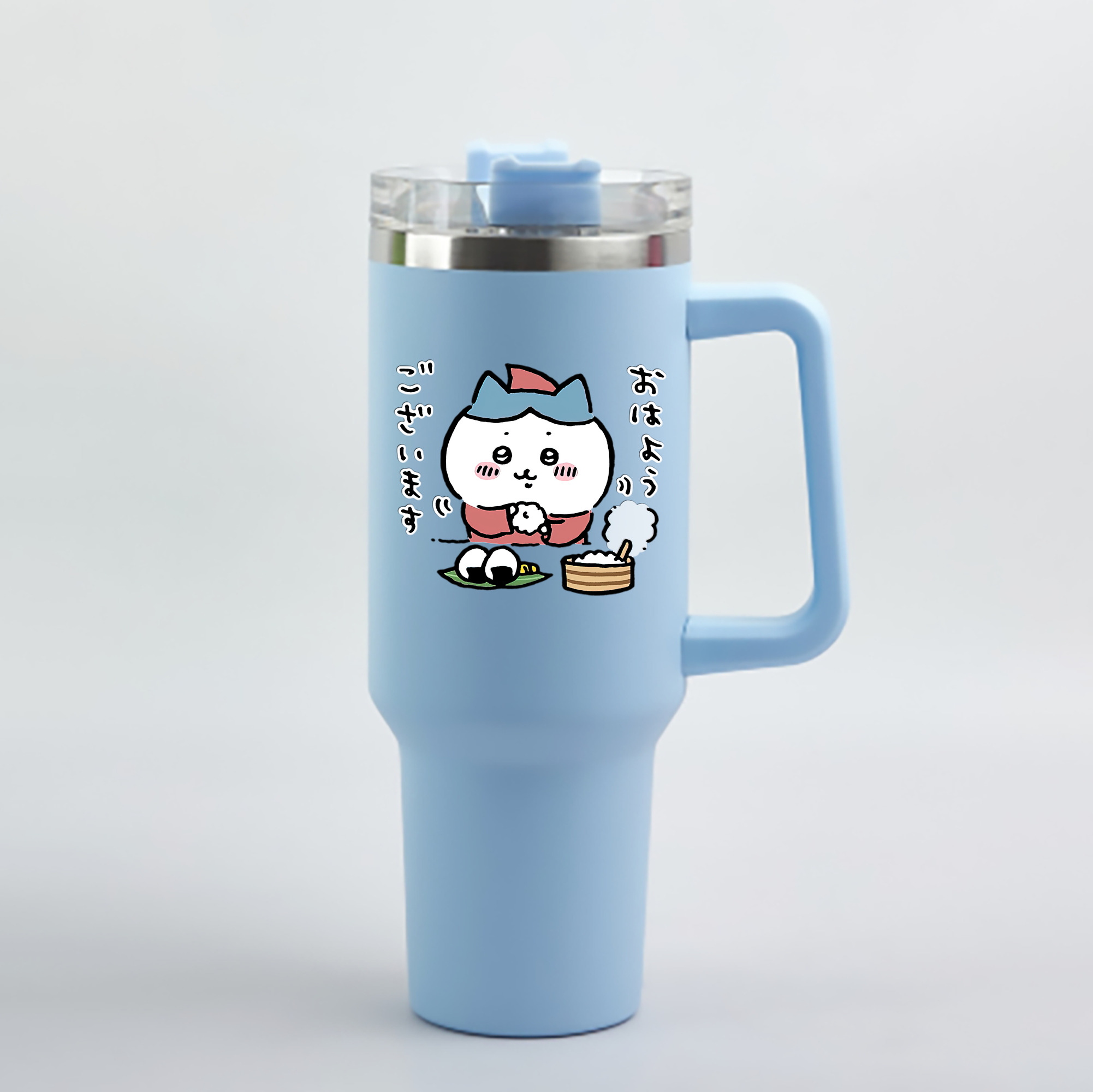 （画像用） ちいかわ ハチワレ Chii-kawa hachiware 1200mL車用タンブラー - クリスタルステッカー（プラスチックストロー付き）