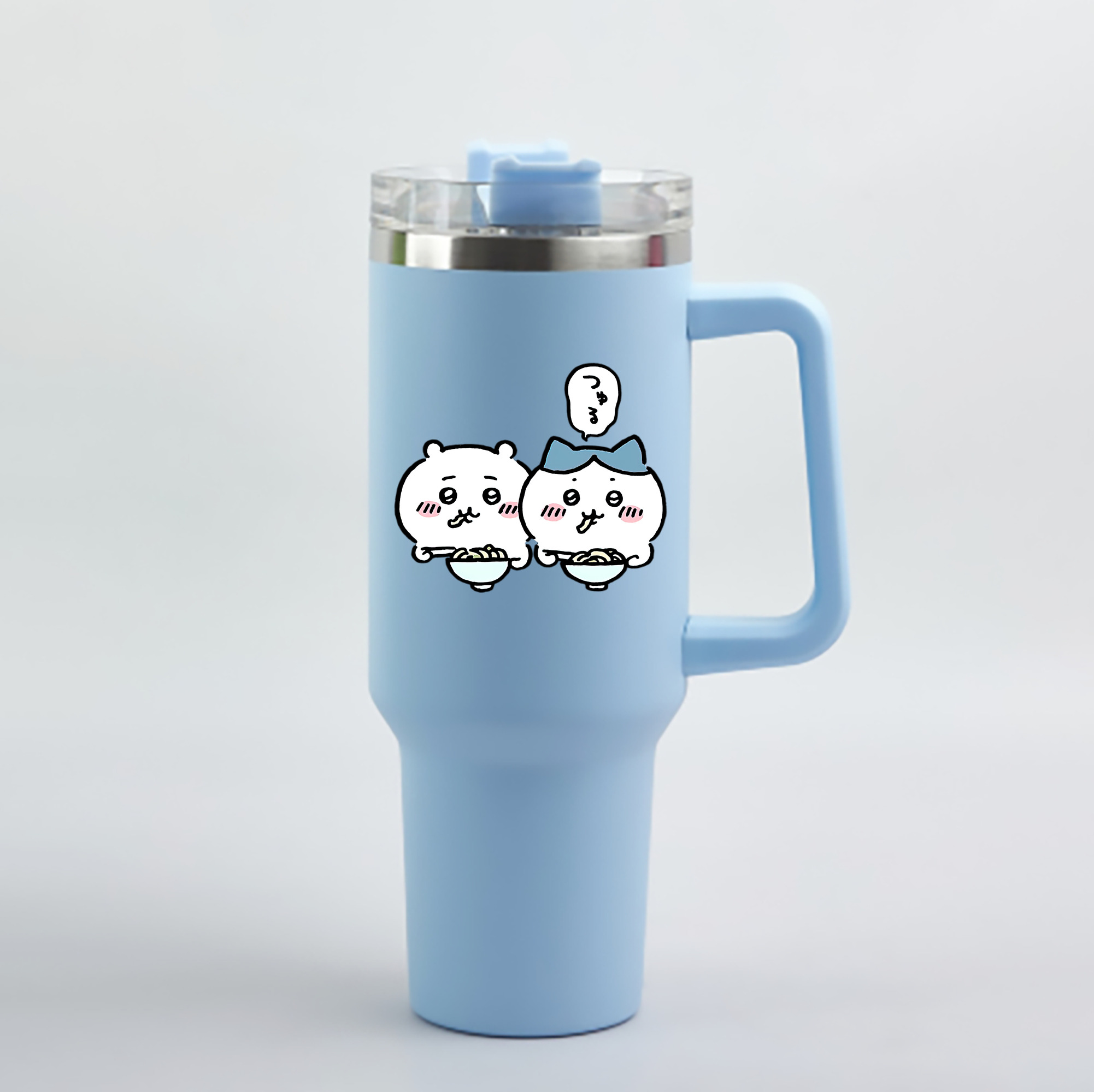 （画像用） ちいかわ ハチワレ Chii-kawa hachiware 1200mL車用タンブラー - クリスタルステッカー（プラスチックストロー付き）